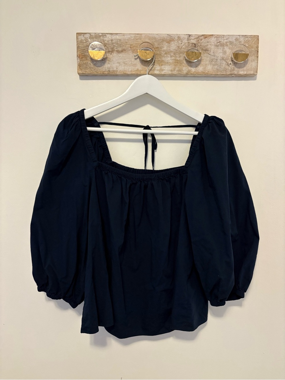 Madewell Navy Puff Sleeve Top Size 8